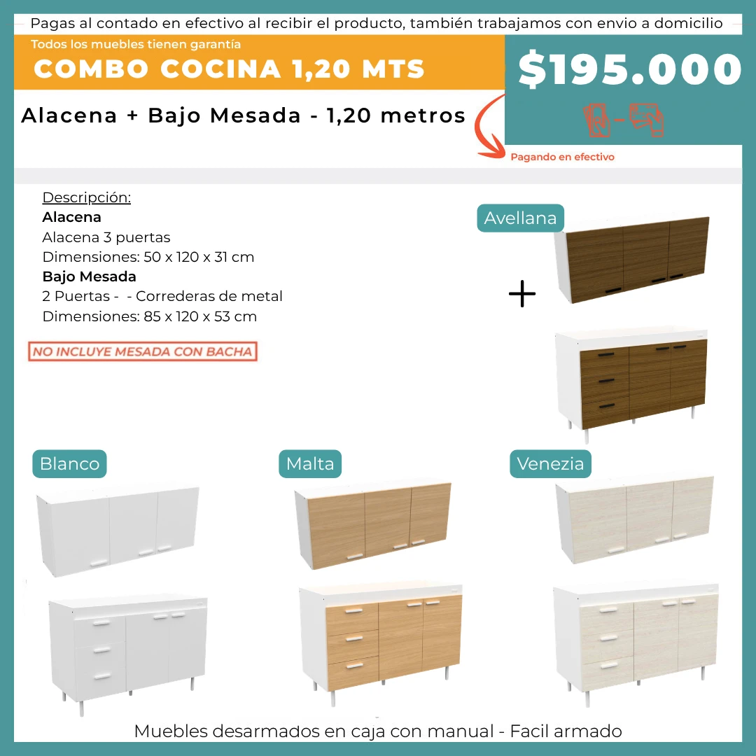 ALACENA + BAJO MESADA 1.2 MTS